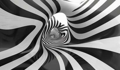 Black and white optical illusion. The concept of abstract art and visual perception.