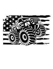 US Monster Truck | Extreme Rider | Wild ATV Adventure | Extreme Racing Vehicle | Big Ride | Mud Ride | Monster Truck | Original Illustration | Vector and Clipart | Cutfile and Stencil
