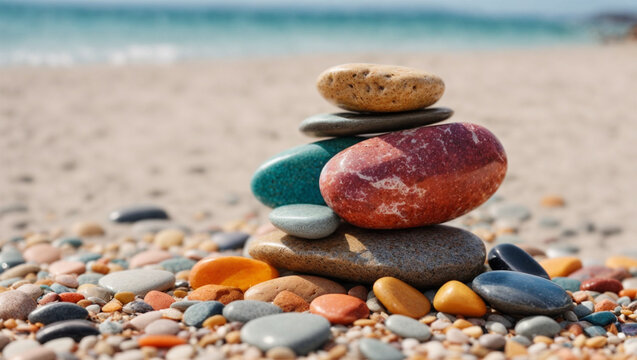 High quality photo of colorful rocks on the beach 55