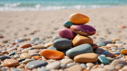High quality photo of colorful rocks on the beach 48 - obrazy, fototapety, plakaty
