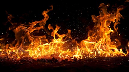 Texture of fire on black background Abstract flame burning Blaze fire flame texture AI generated