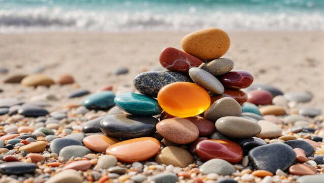 High quality photo of colorful rocks on the beach 44