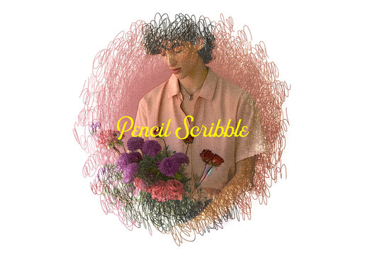 Pencil Scribble Sketching Photo Effect Mockup