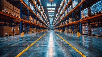 Warehouse organization excellence: efficient logistic processes and inventory management.