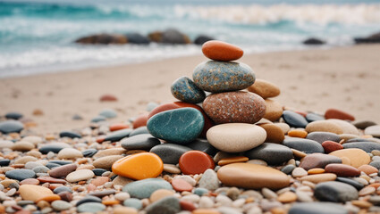 Fototapeta na wymiar High quality photo of colorful rocks on the beach 23