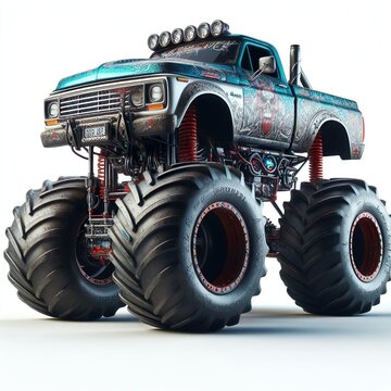 Monster Truck, white background, square picture