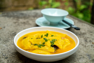 Delicious egg dumplings, a traditional Chinese dish