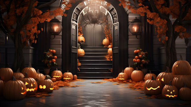 Halloween wallpaper castle spooky mystery scary illustration artwork night moon pumpkin , Fantastic Halloween background