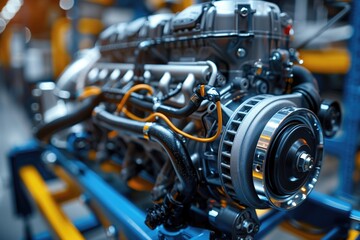 Fototapeta premium car engine, mechanic showing problem, car repair service