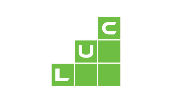 LUC initial letter financial logo design vector template. economics, growth, meter, range, profit, loan, graph, finance, benefits, economic, increase, arrow up, grade, grew up, topper, company, scale