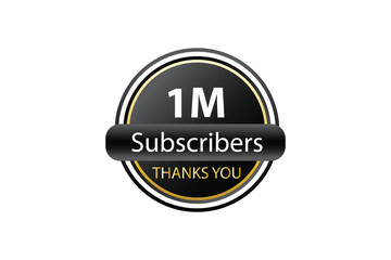 1m  Subscribers Thank You 500k Followers badge Design With black and golden theme Background