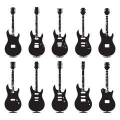 Electric guitar icon set. Flat illustration of electric guitar vector icon .