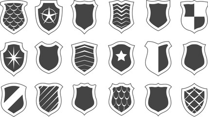 Military shields monochrome security labels