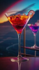 Aviation Cocktail on the bar counter. - obrazy, fototapety, plakaty