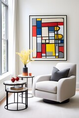 a chair and table in a room