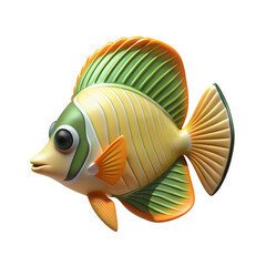marine life of yellow Chaetodon  butterfly fish on transparent background 