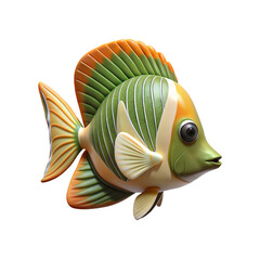 marine life of yellow Chaetodon  butterfly fish on transparent background 