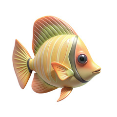 marine life of yellow Chaetodontidae butterfly fish on transparent background 