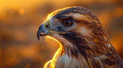 Red-tailed Hawk Profile in Sunset Light