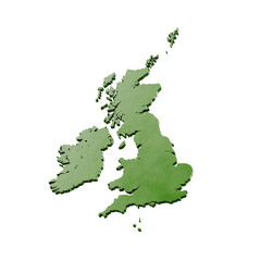 3d map of the united kingdom, on transparent background