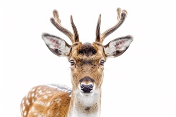 a deer with antlers looking at the camera