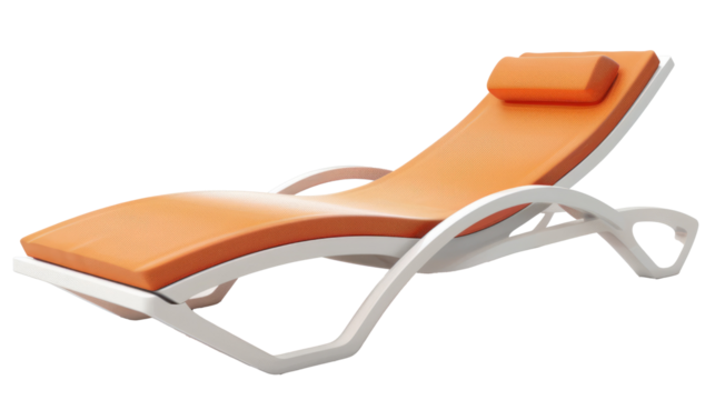 Orange sunbed on a transparent background