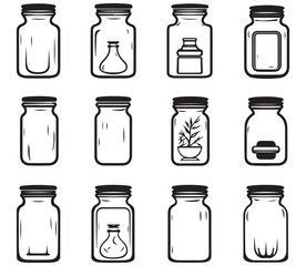 Mason jar icon set . vector illustration