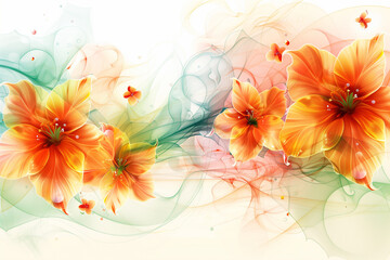 Summer background with orange flowers.