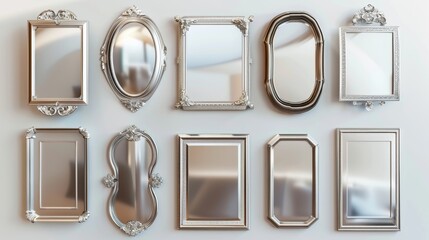 A set of vintage frames highlighted on a white background