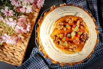 Traditional curd cake dessert pascha.