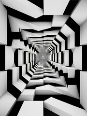 A white geometric tunnel.