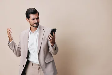 Gardinen suit man smile business smartphone hold happy application portrait call phone © SHOTPRIME STUDIO