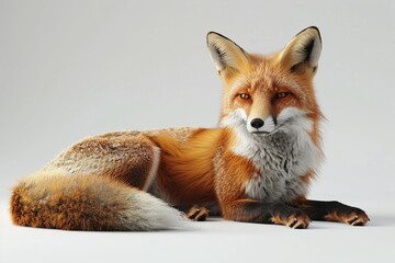 Random wild fox, photorealistic image, bathed in natural lighting, white background ,super realistic,clean sharp focus