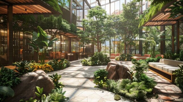 Tropical Garden Inside a Building