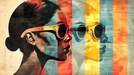 Art poster, woman with glasses