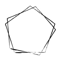 Pentagon grunge texture element frame border shape icon for decorative vintage doodle for design in vector illustration