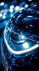 Detailed Shot of Electric Car Headlight: Sustainable Transportation