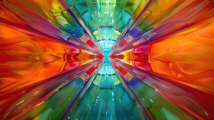 Vibrant glass cubes artfully stacked in colorful symmetry - obrazy, fototapety, plakaty