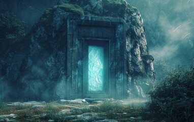 Fantasy portal glowed, inviting travelers to cross into a realm of enchantment.