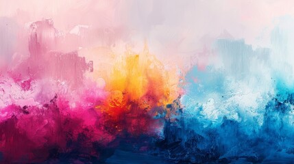 Vibrant hues and textures come to life in this panoramic abstract art piece, perfect for adding a...