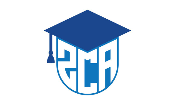 ZCA initial letter academic logo design vector template. school college logo, university logo, graduation cap logo, institute logo, educational logo, library logo, teaching logo, book shop, varsity
