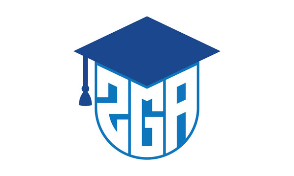 ZGA initial letter academic logo design vector template. school college logo, university logo, graduation cap logo, institute logo, educational logo, library logo, teaching logo, book shop, varsity