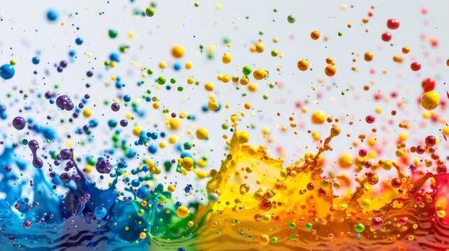 a splatter of rainbow colored paint, dots 