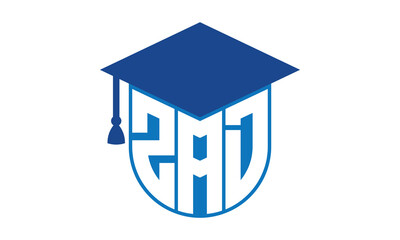 ZAD initial letter academic logo design vector template. school college logo, university logo, graduation cap logo, institute logo, educational logo, library logo, teaching logo, book shop, varsity