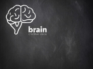 Brain Generate ideas. brainstorm hand written on chalkboard