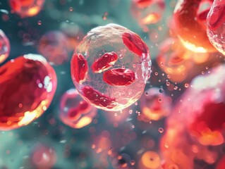 B cells differentiation into plasma cells, high detail, educational closeup, bright field