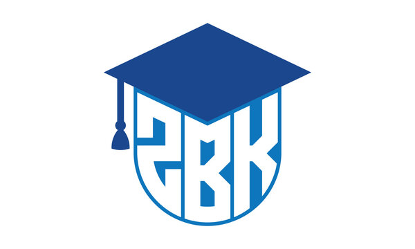 ZBK initial letter academic logo design vector template. school college logo, university logo, graduation cap logo, institute logo, educational logo, library logo, teaching logo, book shop, varsity