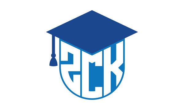 ZCK initial letter academic logo design vector template. school college logo, university logo, graduation cap logo, institute logo, educational logo, library logo, teaching logo, book shop, varsity