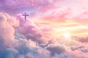 cross in the heaven, religion background with copy space