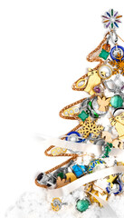 Elegant jewelry set. Jewellery set with gemstones. Product still life concept. Ring, necklace and earrings.